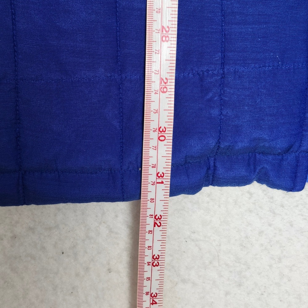 Vintage 100% Silk Quilted Barn Jacket Royal Blue Velvet Collar 90s Bogari Small - Picture 4 of 10